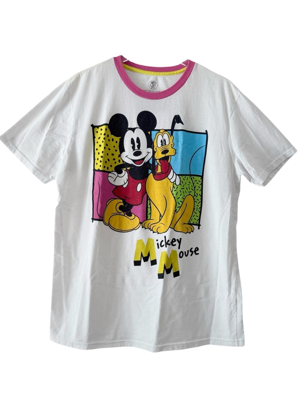 Cotton Ringer Mickey Mouse & Pluto Disney Graphic Tee Size Large